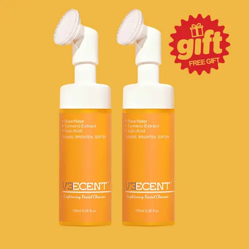 Buy 2 Get 1 Free Veecent Turmeric & Kojic Acid Foaming Facial Cleanser 150ml, Gentle Coconut Soothing Skincare Set with Silicone Cleansing Brush