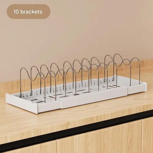 AIR U Pot Lid Organizer Rack - 22" 10 Compartment Kitchen Utensils Holder, Storage Organization for Under-Cabinet & Countertop, Fits Pan Lids & Bakeware, Adjustable Stainless Steel Dividers, Rust-Resistant One Piece, Halloween Storage Organization (White)