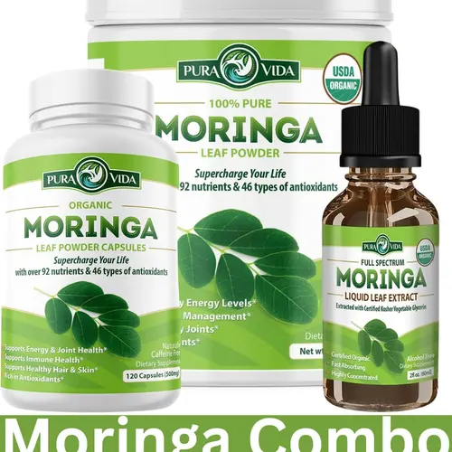 Pura Vida Moringa Powder Combo - Moringa Capsules, Moringa Powder & Moringa Extract