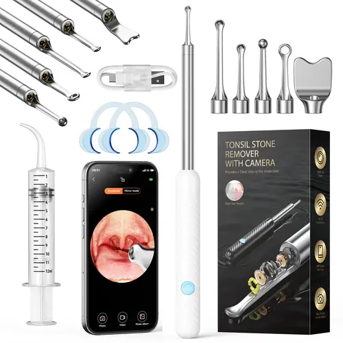 [DealsForYouDays] HD Oral Inspection Camera – Tonsil Stone Check & Oral Care Tool with Light, WiFi for iOS/Android, 5 Tips, Rechargeable Home Care Kit