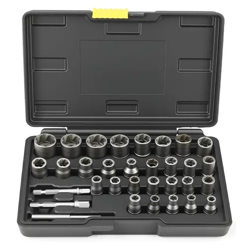 32-Piece Bolt Extractor Tool Set (CR-MO Steel) - Metric & SAE Twist Sockets for Removing Stripped, Rusted & Rounded Bolts,Storage Case Included toolupgrade