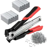GJANSH 100 PCS/2500 PCS C Clips Hog Ring Pliers Kit, 3/4'' Hog Ring Nail, Fencing Plier Staple Gun Cage Clamp for Animal Pet Cages Fencing, Upholstery, Car Cushions, Meat and Sausage Casings fathersdaygift