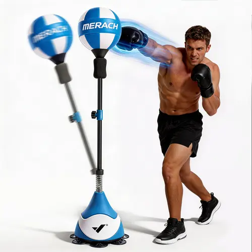 Merach Punching Bag with Stand – 3 Stability Options Height Adjustable Boxing Bag Freestanding Exercise Ball Speed Trainer for Workout Stress Relief & Fitness BackToSchool