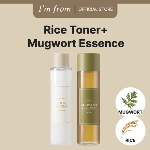 [I'm from Official Shop] Best Vegan Ingredients Inspired Duo Combo Skincare Set - Rice Toner, Mugwort Essence - Moisture Blend, Korean Beauty, Toner, Essence, Moisture Skincare, Skin Repair, Comfort, Hydrate, Moisturizer Cleansing Tea Tree Nourishing