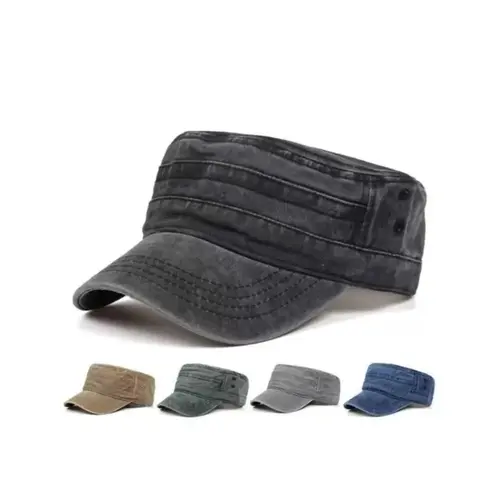 2026 New Unisex Retro Flat Top Adjustable Snapback Cap - 1 Size, Universal Fit, Sun Protection, Outdoor Army Hat for Everyday Wear,summerwins