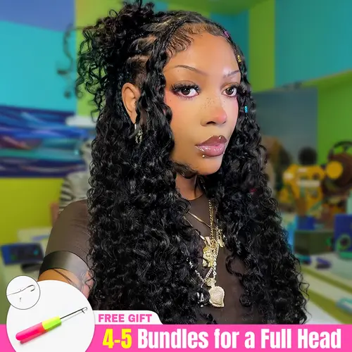CurlyMe Crochet Human Hair Miracle Knots Pre-Separated 50g/Pack Knotless Boho Braids Feather Crochet Human Hair Lightweight Reusable Remy Human Hair Extensions Natural Protective Style-Burmese Curly & Water Wave #fulanibraids #summerwins #DealsForYouDays