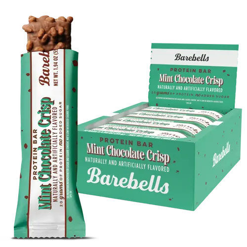 Barebells Mint Chocolate Crisp - 12 Count Bar with 20g of High Protein - Rich indulgent chocolate Protein Bar with 1g of Total Sugars - Perfect on The Go Protein Snack & Breakfast Bar