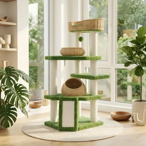 MUTICOR 57/74/81-Inch Cat Tree Tower with Wicker Baskets & Plush Lamb Wool Perches #TikTokShopDealsforYouDays#DealsforYouDays#Summervibes#Summergarden
