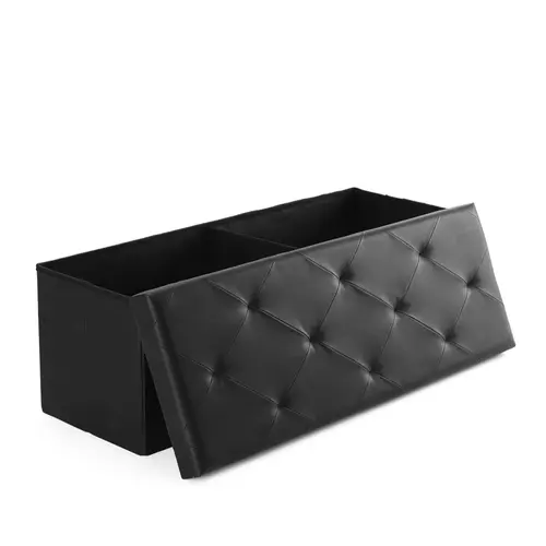 Sweetcrispy Folding Storage Ottoman Bench Furniture - Linens Fabric Padded Seat Footstool, Large Bedroom Storage Chest, 660 lb Weight Capacity