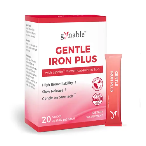 Gynable Gentle Iron Supplement for Anemia & Iron Deficiency, 27mg Lipofer Microencapsulated Iron, Slow Release for High Absorption, Vitamin C B6 B12 Folic Acid Beet Root, Tongue-Dissolving Powder No Water Needed, 20 Daily Sticks Summervibes