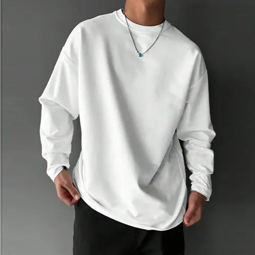 Men's Solid Long Sleeve Tee, Regular Fit Casual Comfy Crew Neck T-shirt for Spring & Fall, Men's Top for Daily Wear