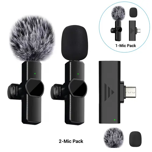 Wireless Lapel Microphone, Portable Clip-On Mic for Lectures & Interviews, Ideal for Audio Recording & Broadcasting, Portable Rechargeable Mic