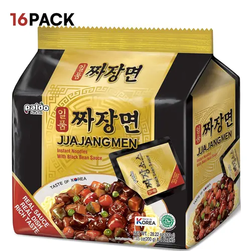 [Paldo Official] PALDO FUN & YUM Korean Savory Bean Flavor Jjajangmen Instant Ramen, Savory & Umami-Rich, No MSG Added, Authentic Korean Taste, 7.05 oz, 16-Pack Value Pack