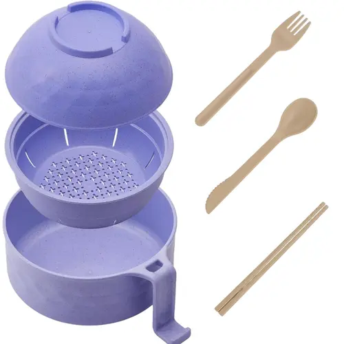 MIUVA 6-Piece Ramen Bowls Set with Microwave-Safe Soup Bowl Ramen Cooker, BPA-Free Dishwasher-Safe Eco-Friendly PP Material, Cutlery (Chopsticks, Spoon), Filter Cover, Convenient Tableware Value Pack for Thanksgiving, Christmas Gift