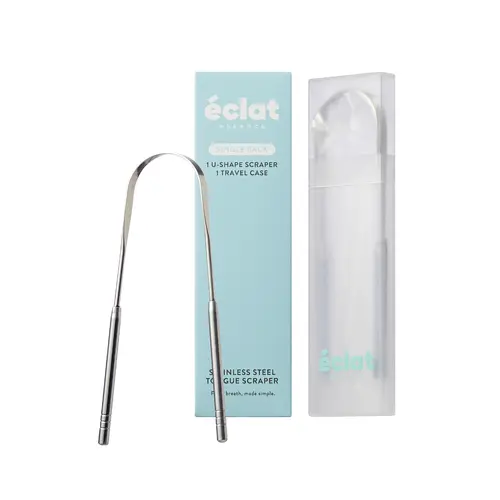 éclat Stainless Steel Tongue Scraper for Adults with Travel Case