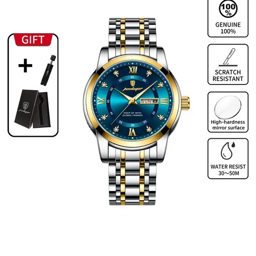 Men's Casual Business Round Dial Analog Quartz Watch, Business Fashion Watches, Fashion Daily Wear Watch with Box, Trendy Versatile Watch for Birthday Gift & Party, Stainless Steel Wristwatch
