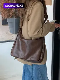 Women's Solid Color Shoulder Bag, Back To School, Fashionable Large Capacity Crossbody Bag for Daily Used, Casual Trendy Versatile High-quality Daily Commuting Bag, Crossbody Shoulder Bags