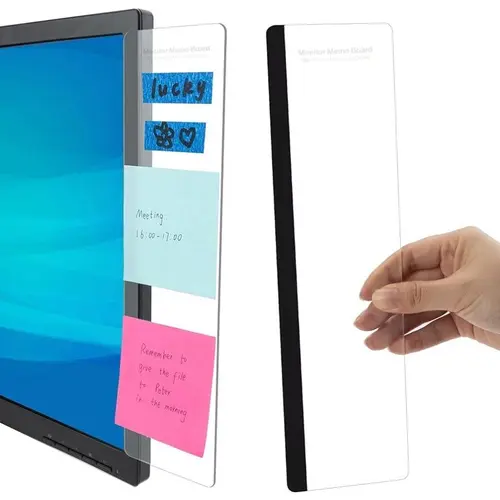 Monitor Memo Board (2 Pack), Computer Message Board, Clear Sticky Note Holder, Desktop Office Decor, Acrylic Desk Accessories for Women & Men