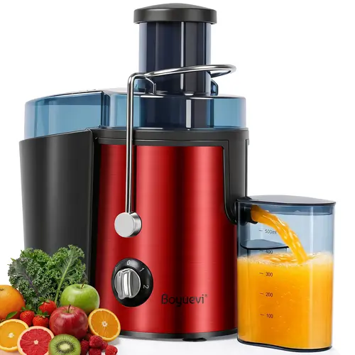 Boyuevi 800W Motor Centrifugal Juicer - 3" Whole Fruit & Veg Feed Chute, 30 oz. BPA-Free Juice Jug & Sipping, 304 Steel Parts, Fast Juicing, Removable Parts for Easy Cleanup, Auto-Cut Off Home Electric Kitchen Appliance