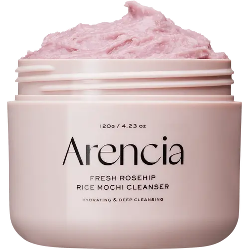 Fresh Rosehip Mochi Cleanser - 120g Hydrating & Deep Cleansing Facial Foaming Wash for Sensitive, Drying Skin Clay Mask