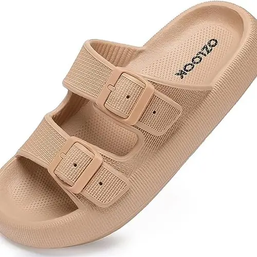 Pillow Slippers,Cloud Slides Double Buckle Adjustable,EVA Ultra Cushion Sandals Footwear Girl Women Shoe Comfort