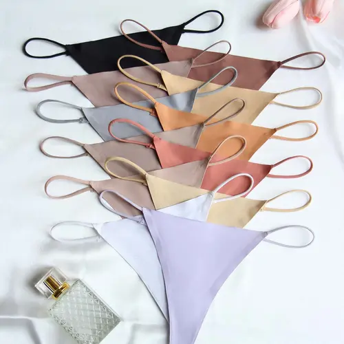 Women's Solid Color Thong, Underwear for Women, Soft Breathable Comfortable Fit Nylon Pastel Color Panties for Daily Wear, Lingerie for Women, Underwear for All Seasons, Underwear for Women