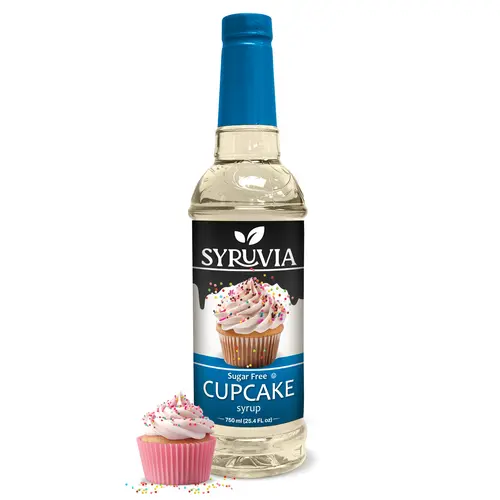 Syruvia Sugar-Free Vanilla Flavored Syrup - 25.4 fl oz Premium Plastic Bottle Sweet Beverage, 0 Calories, Kosher, Gluten-Free, Ideal for Drinks, Cupcake, Vanilla Cupcake