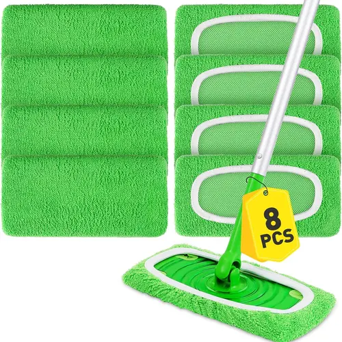8Pcs Reusable Microfiber Mop Pads Compatible with Swiffer Sweeper,Replacement Dry Sweeping Cloths & Wet Mopping Pads Refills,Washable Mop Pads for Multi-Surface Floor Cleaning