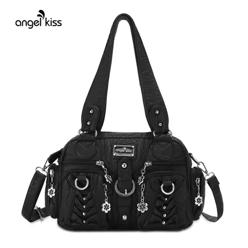 Angel Kiss Women's Small Plain Vegan Leather Casual Hobo Purse Shoulder Bag - Anti-Shock Tested, Multi-Pockets, Zippered Handbag with Adjustable Crossbody & Shoulder Strap | Angel Kiss Bag summerwins, Crossbody Bags For Women,summerwins