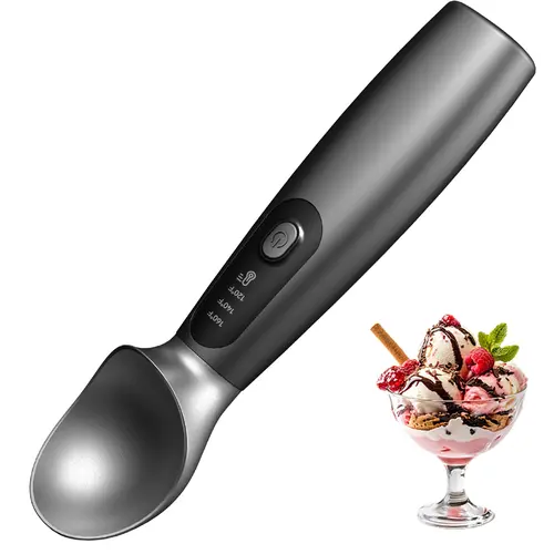Electric Heated Ice Cream Spoon with 3 Fast Heating Levels (120°F/140°F/160°F), Hard Ice Cream Sleek Scoop, Ideal Kitchen Gadget for Home Use, Ice Cream Attachment, Ice Cream Scoops