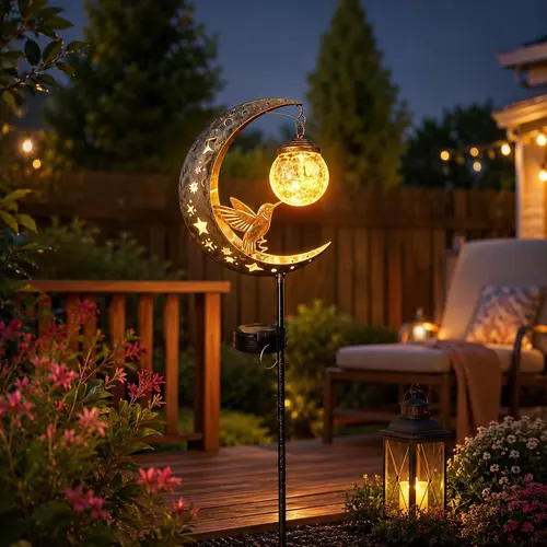 Solar Birdhouse Lawn Light, Iron Art Design with Broken Glass Ball, Auto Shutoff, Outdoor Garden Decor, Pathway Lighting, Holiday Gift, Outdoor Pathway Lights Solar Powered, Solar Decorative Lights