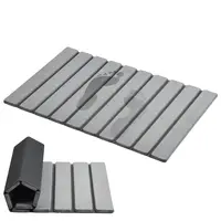 Foldable Stone Bath Mat, Super Absorbent Diatomaceous Earth Mats, Non-Slip 23.6 x 15.5 Inch Quick Drying Mat, Compact and Easy to Store Bath Mats for Bathroom, Easy to Clean, Grey