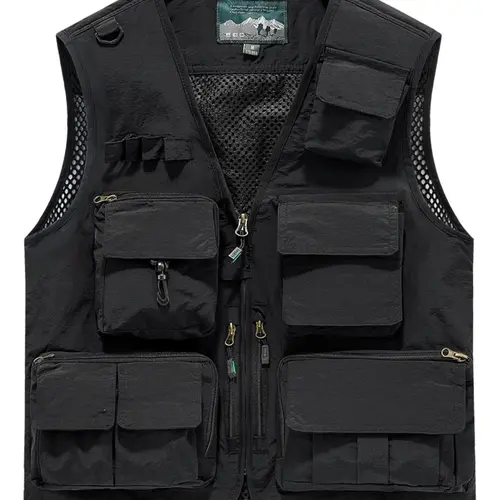 Men's Casual Lightweight Outdoor Fishing Work Vest Waistcoat, Multi-Pocket Design for African Exploration and Travel, Ideal for Photography and Outdoors