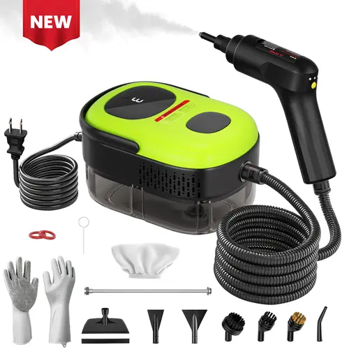 Cuzmok Upgrade Portable Steam Cleaning Machine, 15s Heat-Up 1400ml 3-Level Adjustable Steamer for Cleaning  With 15 Accessory,All Natural Steam Cleaner For Home, Upholstery, Car,Carpet, Kitchen And More,Quick Heating,High-Temperature Disinfection Compact