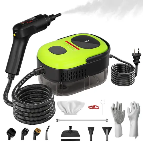 【2026 Back To School】CUZMOK Household and car steam cleaner, 1500W power, 3-Level Adjustable, 1.4L large-capacity, Fast Heat-Up, handheld steam cleaner with 15 accessories, Steamer for cleaning cars, floor, bathroom, window, kitchen grease, tile grout