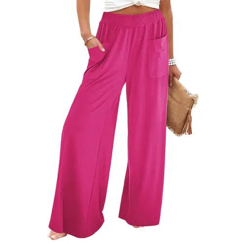 【Blue Waters’ Viral Picks】GRAPENT Wide Leg Pants for Women High Wasited Baggy Palazzo Pants Casual Pull On Bell Bottom Smocked Elastic Waist Pants,clothes for back to school,first day of school outfits