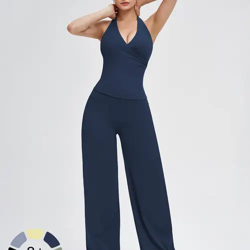 Women's Yoga Set, Medium Backless Tight-Fitting Design, High Elastic Activewear, Outdoor Running Sports Wear, Ideal for Cross-Border Activities