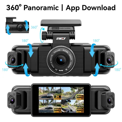 【DealsForYouDays】IIWEY N5 360° No Blind Spots! 4-Lens Dash Cam 1080P | Front/Rear/Sides Protection | 8 IR Lamps Super Night Vision | 5G  & FREE 128GB SD dashcam wifi car