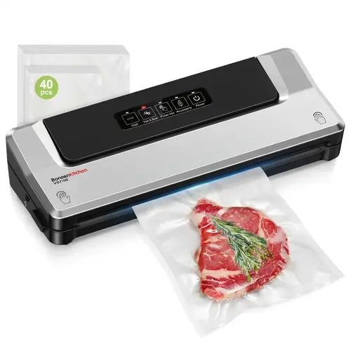Bonsenkitchen Compact ABS Vacuum Sealer Machine with 40 Bags - Meal Prep, Kitchen Storage Tool with Multiple Modes, External Vacuum System, Reduce Waste, Silver,home essentials,back to school,back to school haul