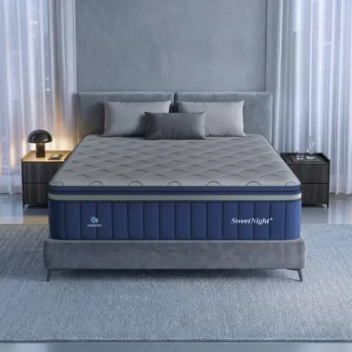 SN SWEET NIGHT Cooling Hybrid Mattress - Ergonomic, Motion-Isolate Bed, Box Spring Ready, Fits Any Base, Affordable Luxury for Back to School