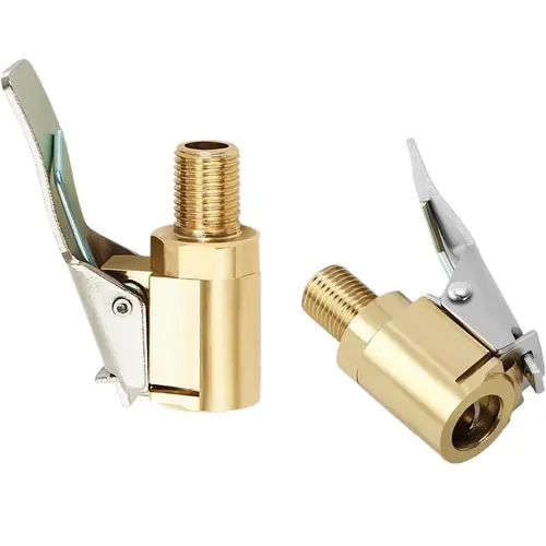 Brass Auto-Locking Tire Air Chuck with Clip Adapter, Heavy-Duty Quick Connect No-Leak Inflator Nozzle, Instant Inflator Tyre Valve Tools for Vehicle Compressor Pump (8mm Fit, Fits EVs and Trucks)
