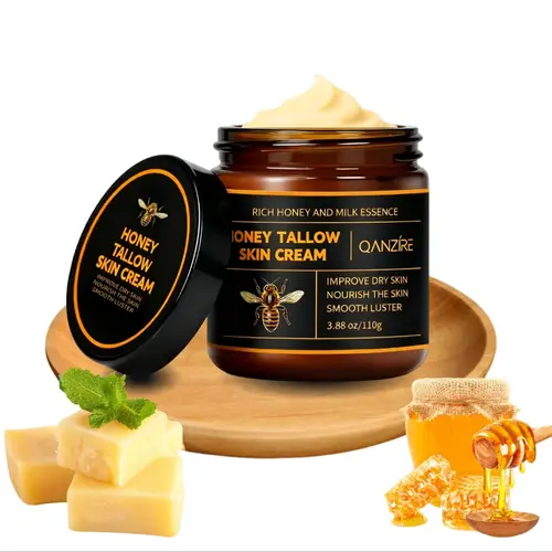 Organic Grass-Fed Beef Tallow Balm with Raw Honey – Natural Moisturizer for Soft, Smooth, and Radiant Skin Body Care Moisture 3.88 oz, Suitable for All Skin Types, Moisturizing, Skin Repair