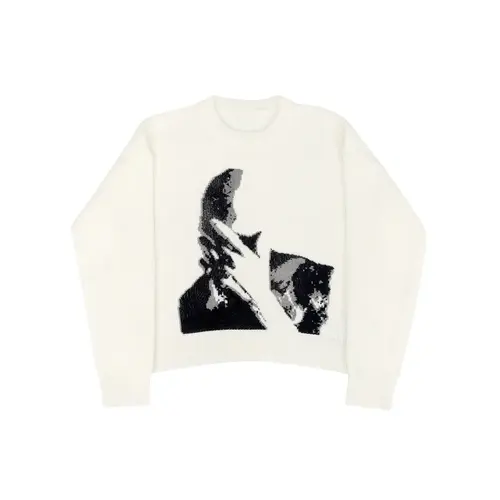 Women's Figure Print Round Neck Sweater, Casual Cozy Long Sleeve Jumper, Ladies Fall & Winter Knitwear Knitted Pullover for Daily Wear