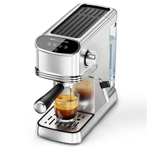 COWSAR Compact 20-Bar Automatic Espresso Machine, Stainless Steel Maker with Touch Control, SS Wand Milk Frother, 45oz Removable Tank, 30s Heatup, Silky Microfoam, Small Footprint for Beginners (Home, Office Use)