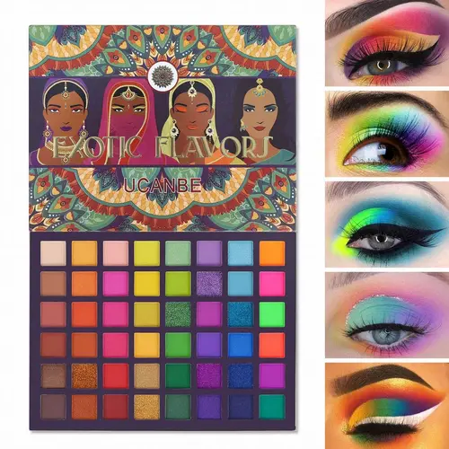48-Color Eyeshadow Palette - Highly Pigmented Matte, Metallic & Neon Color Eyeshadow for a Complete Makeup Transformation & Perfect Smokey Eye, Cosmetic, Exotic Flavors, Highly Pigmented Palette,back to school