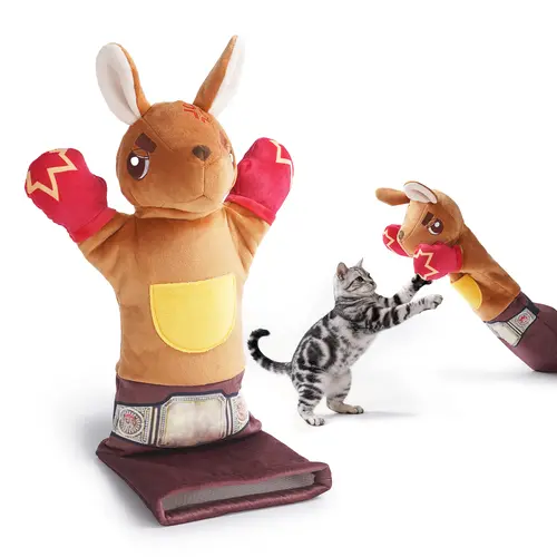 PURETOY Rumble Roo Plush Cat Wrestling Toy, 22-Inch Animal Print Kangaroo Puppet with 5 Catnip Pouches & Built-In Treat Pocket, 3-Layer Resists Wear Reinforced Glove for Stress Relief & Bonding (All Cat Ages) #backtoschool #sohochic