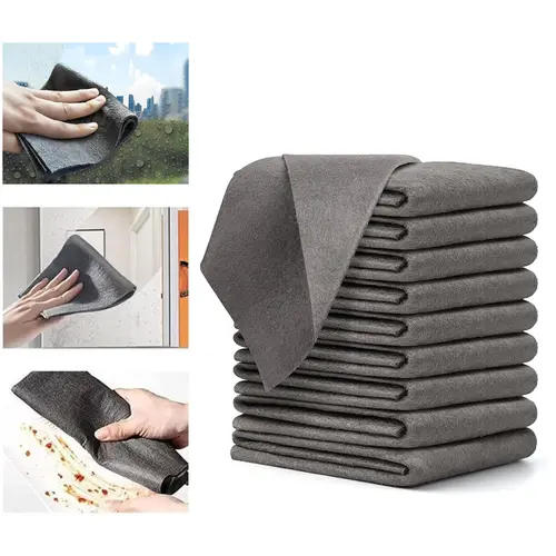 10 Counts Thickened Magic Cleaning Cloth, Microfiber Streak Free Cloth, Reusable Magic Fiber Towels Rags, Cleaning Cloths With Multipurpose Use, Miracle Cloths For Glass, Kitchen And Vehicle Windows,dorm essentials,home essentials