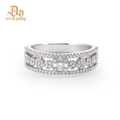 Delzzad 14K Gold-Plated 0.4ct Stellar Lattice Antique Lace Charm Ring Wedding Band VVS Synthetic Moissanite Ring Jewelry Perfect Birthday Engagement Wedding Anniversary Christmas Valentine's Day Mother's Day Gift