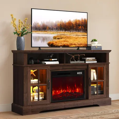 Aoxun Modern TV Stand with Electric Fireplace - Furniture, 70-In TV Cabinet Table for Living Room, Media Console with Storage Cabinets