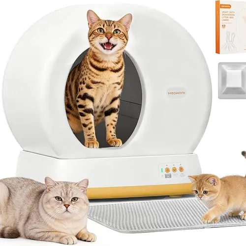 Meowant Automatic Litter Box - Self-Cleaning Litter Tray with Low-Entry 4.8", Odor Control, Quiet Operation, APP Control, Included Mat & Liner, Self-Cleaning Saves Time, Ideal Gift for Cat Lovers (Pet Supplies)